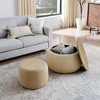 VYNXARIA Round Storage Ottoman, Woven rattan fabric Ottoman, 2 in 1 Function, Work as End table and Ottoman,with small seat-nature - 3 of 4