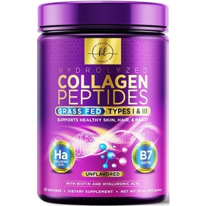 Collagen Peptides Powder Unflavored Grass Fed Collagen Powder Type I & III Collagen Supplements, Hyaluronic Acid, Biotin, 28 Servings By Hello Lovely! - 1 of 4