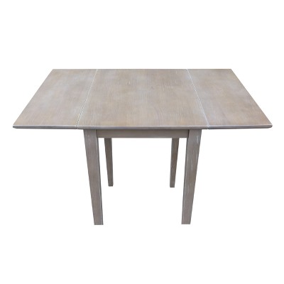 Elegant Washed Gray Taupe Solid Wood Extendable Dropleaf Dining Table