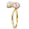 EVERLY JEWELRY |10k Yellow Gold 5.5 - 6 MM White Pink Freshwater Cultured Pearl Bypass Ring - 2 of 4