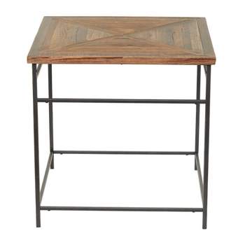 Rustic Wood and Iron Accent Table Brown - Olivia & May