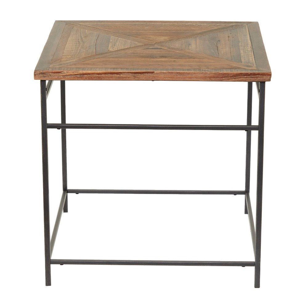 Photos - Coffee Table Rustic Wood and Iron Accent Table Brown - Olivia & May