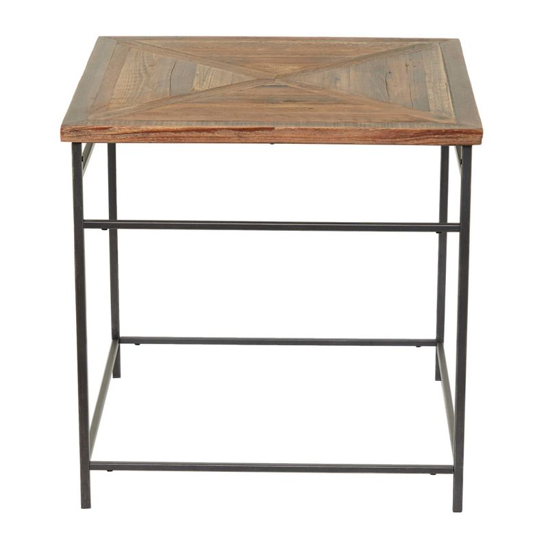 Rustic Wood and Iron Accent Table Brown - Olivia &#38; May, 1 of 8