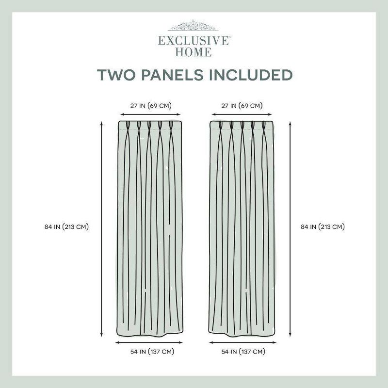 Set Of 2 Velvet Pinch Pleated Light Filtering Window Curtain Panels - Exclusive Home, 6 of 9