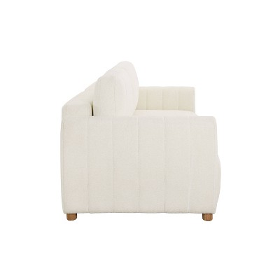 Ivory Boucle Tufted Queen Convertible Sleeper Sofa