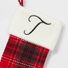 20" Plaid Monogram Christmas Holiday Stocking with Faux Fur Cuff Red/Green/White - Wondershop™ - 3 of 3