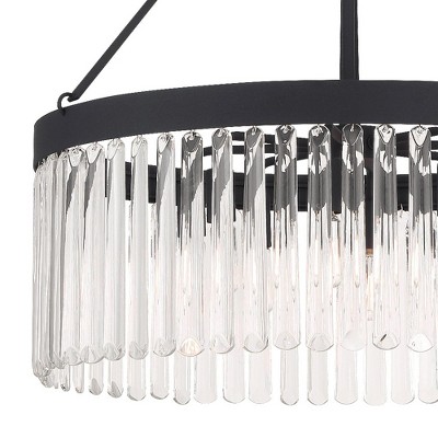 Emory 8-Light Black Forged Chandelier with Crystal Prisms
