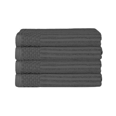 PiccoCasa Luxury 100% Ribbed Absorbent Drying Face Ribbed Cotton Washcloths  2 Pcs Gray 13x29 Inch