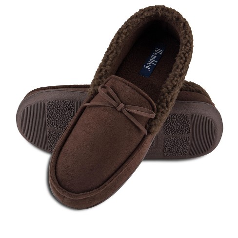 Wembley Men s Classic Indoor outdoor Microsuede Moccasin Slippers Brown xx Large Target