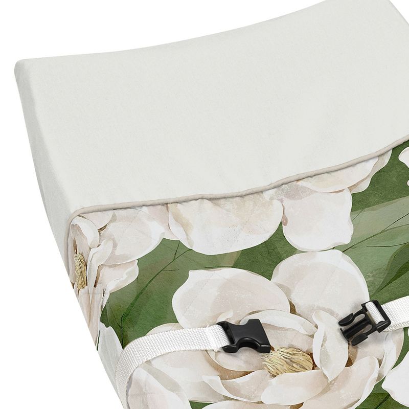 Sweet Jojo Designs Girl Changing Pad Cover Watercolor Magnolia Green and Ivory, 4 of 7