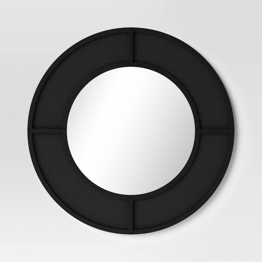 28" Caning Round Wall Mirror Black - Threshold™