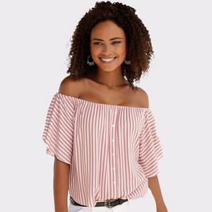Women's Striped Off Shoulder Top - LASCANA - 1 of 4