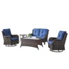 Gymojoy 5 Piece Outdoor Wicker Loveseat Sofa with Patio Swivel Glider Chairs with Coffee Table and Side Table - 2 of 4