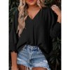 Womens 3/4 Sleeve Business Casual Shirts V Neck Blouse Dressy Spring Fall Tops - 3 of 4