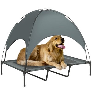 PawHut Elevated Portable Dog Cot Cooling Pet Bed With UV Protection Canopy Shade - 1 of 4