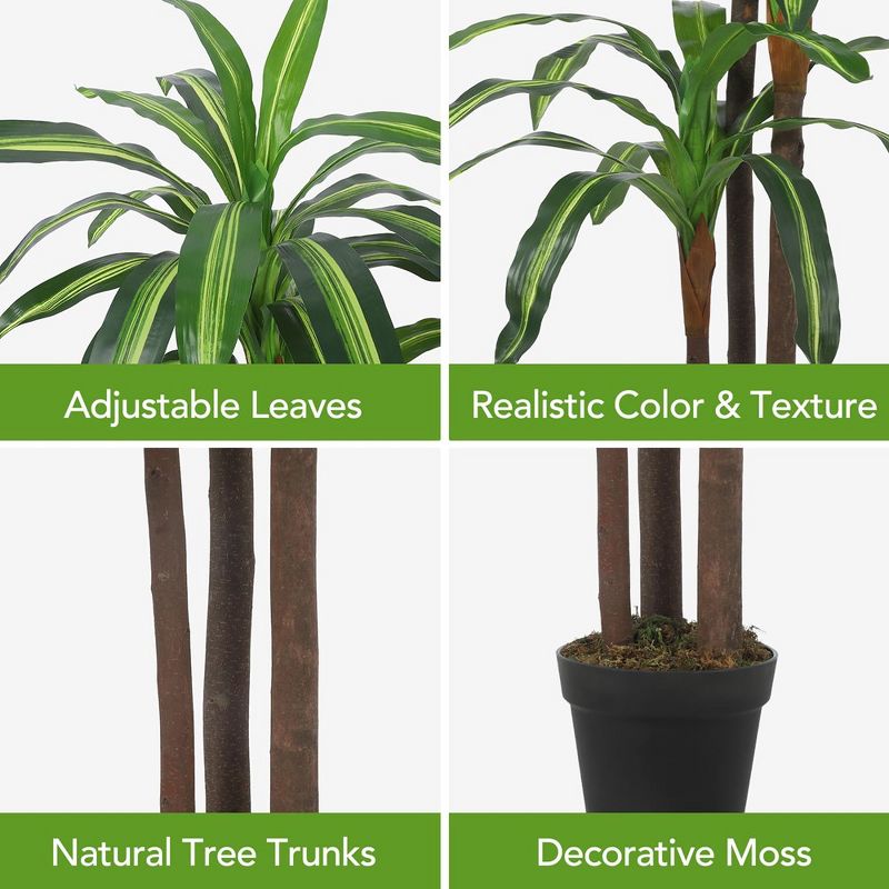 Dracaena Silk Plant, Artificial Tree for Indoor Office Home Living Room, 4 of 7