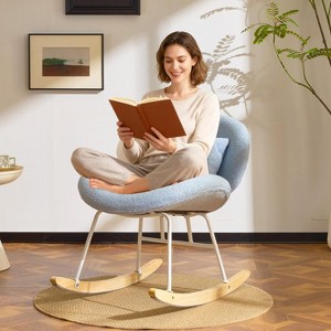 VINGLI 25.6" Curved Cute Cross-Legged Glider Chair with Lumbar Pillow and Solid Wood Base - 1 of 1