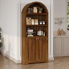 72'' Tall Arched Cabinet,  Arched Bookshelf with Double Doors & Adjustable Shelf, Wooden Bookcase with Storage - 3 of 4