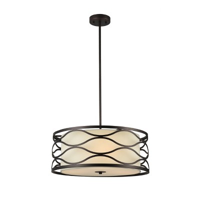 Chloe Lighting Gwen Transitional 3 Light Rubbed Bronze Ceiling Pendant 20" Wide