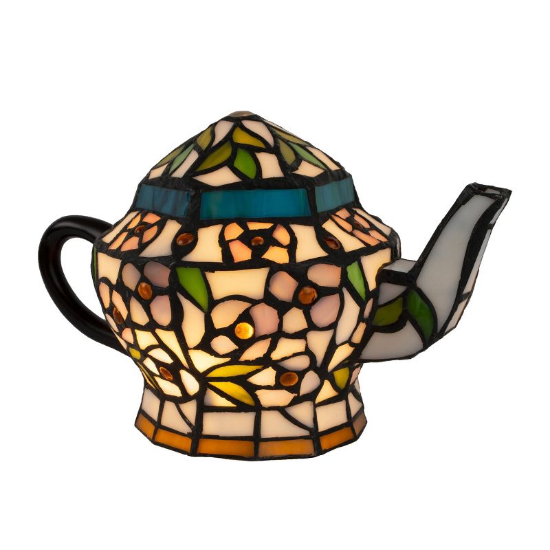 Teapot Lamp-Tiffany Style Stained Glass Light (Includes LED Light Bulb), 1 of 7