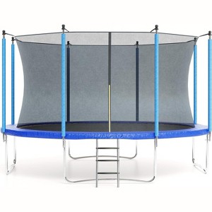 12FT Trampoline with Safety Enclosure Net & Ladder, Secure Outdoor Bounce for Family Fun, Backyard Trampoline for Kids and Adults - 1 of 4