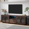 SOLACE FURNITURE 70" TV Stand for 80” TVs, Entertainment Center with LED Lights and Arched Glass Doors - 2 of 4