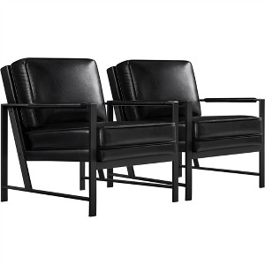 Yaheetech Set of 2 Retro Upholstered Lounge Arm Chairs with Metal Arms, Removable Seat & Back Cushion - 1 of 4