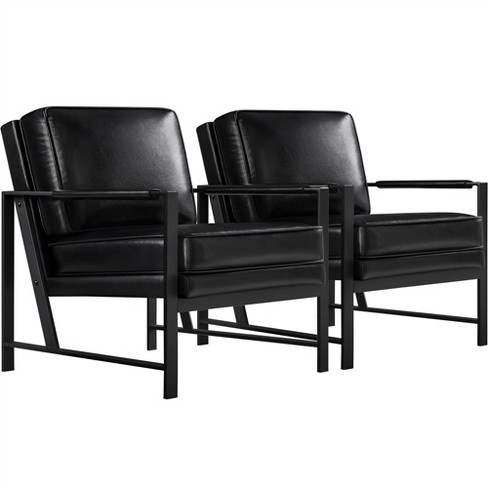 Yaheetech Set of 2 Retro Upholstered Lounge Arm Chairs with Metal Arms, Removable Seat & Back Cushion - image 1 of 4