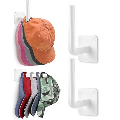 2pcs Baseball Hat Wall Self-Adhesive Hanging Shelf Rack Hook(White)