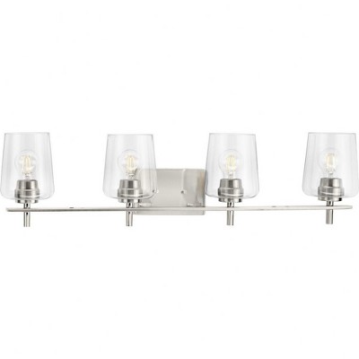 Progress Lighting Calais 4-Light Vanity Light, Brushed Nickel, Clear Glass Shade