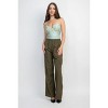 Slickblue Olive Cargo Parachute Pants, High-Rise Waist, Elastic Waistband, Side Pockets, Full Length, Size S-L - 3 of 4