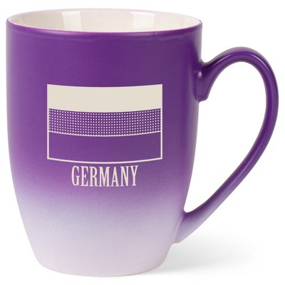 Elanze Designs Germany German Flag 12 Ounce Ceramic Laser-Etched Engraved Drinkware Mug, Purple and White Ombre