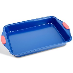 NutriChef 11” Non Stick Loaf Baking Pan, Deluxe Gray Carbon Steel Pan with Red Silicone Handles - 1 of 4