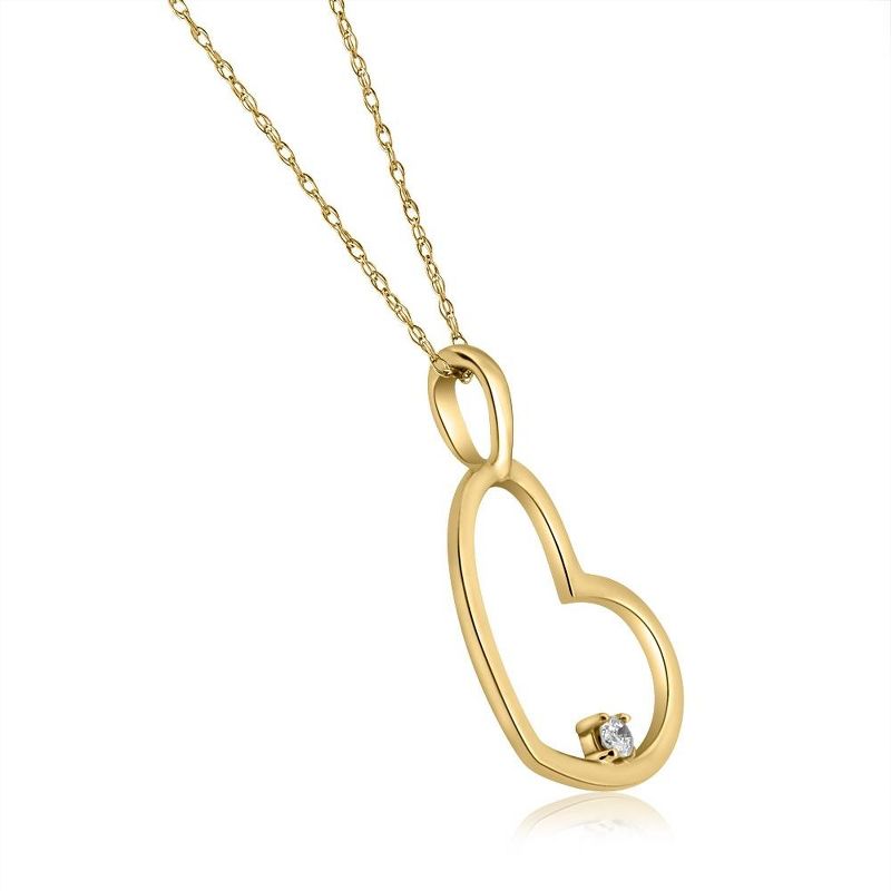 Pompeii3 Solitaire Diamond Heart Shape Pendant Necklace in White, Yellow, or Rose Gold, 2 of 4