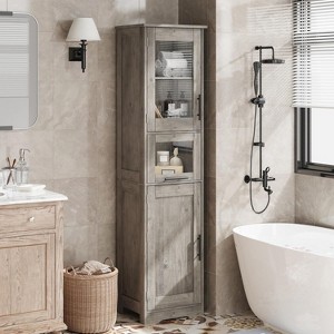 Tall Bathroom Cabinet, Narrow Storage Cabinet , 67” Freestanding Floor Linen Slim Cabinet for Laundry Room, Kitchen, Living Room, Small Spaces - 1 of 4
