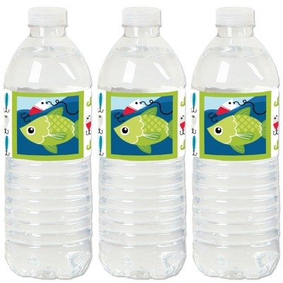 Big Dot of Happiness Let's Go Fishing - Fish Themed Birthday Party or Baby Shower Water Bottle Sticker Labels - Set of 20