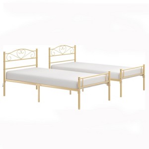 VECELO 2 Pcs Twin Metal Platform Bed Frame Mattress Foundation with Heavy Duty Support, White/Black/Gold - 1 of 4