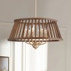 Possini Euro Design Givens 19 3/4" Modern Pendant Chandelier Ceiling Light Fixture Dining Room Over Table Hanging 6-Light Satin Bronze and Wood Finish - image 2 of 4