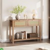 Console Table 43 Inch Rattan Console Table, Entryway Table with 2 Drawers Storage Shelf Woven Design - 4 of 4