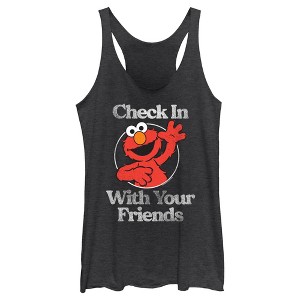 Women's Sesame Street Elmo Check In With Your Friends Racerback Tank Top - 1 of 4