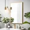 38"x26" Rectangle Bathroom Mirror with Aluminum Alloy Frame, Wall Hanging Mirror Wall Mounted Vanity Mirror for Bedroom Living Room Entryway, Gold - 2 of 4