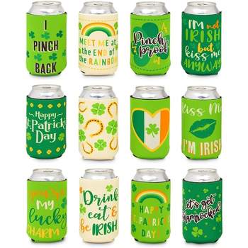 Sparkle and Bash 12 Pack Can Cooler, Bottle Holder for St Patrick Day Party (2.5 x 4.3 in)