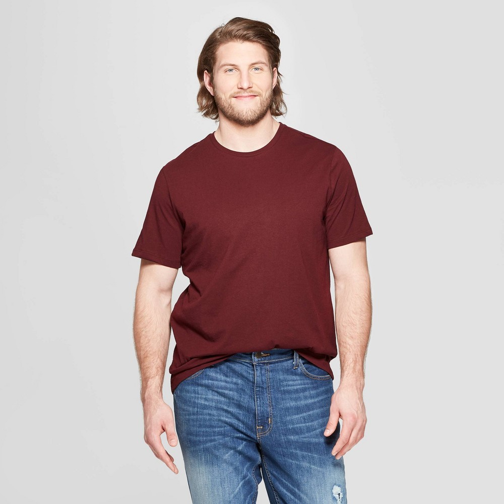 Men's Big & Tall Regular Fit Short Sleeve Lyndale Crew T-Shirt - Goodfellow & Co Pomegranate Mystery 3XBT