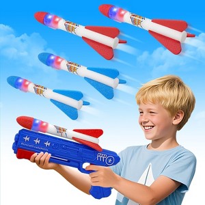 Outdoor Rocket Launcher Toy for Kids with LED Foam Glider Catapult Rocket Flight Modes Great for Birthday Party Gifts - 1 of 4