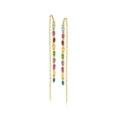 Ross-Simons 1.00 ct. t.w. Multi-Gemstone Threader Earrings in 18kt Gold Over Sterling