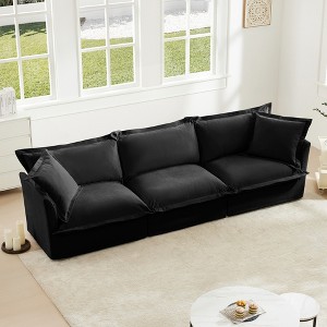 Modular Cloud Chenille 3-Seater Sofa with Removable Covers, Convertible to Sectional/Bed, 300lb Capacity per Seat - 1 of 4