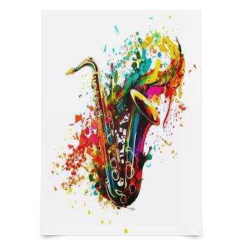 Americanflat Modern Wall Art Room Decor - Colorful Watercolor Saxophone by OLena Art
