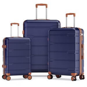 SKONYON 3-Piece Hardside Luggage Set, ABS+PC Suitcases with Spinner Wheels, TSA Locks, YKK Zippers, Lightweight Travel Bags (20"/24"/28") - 1 of 4