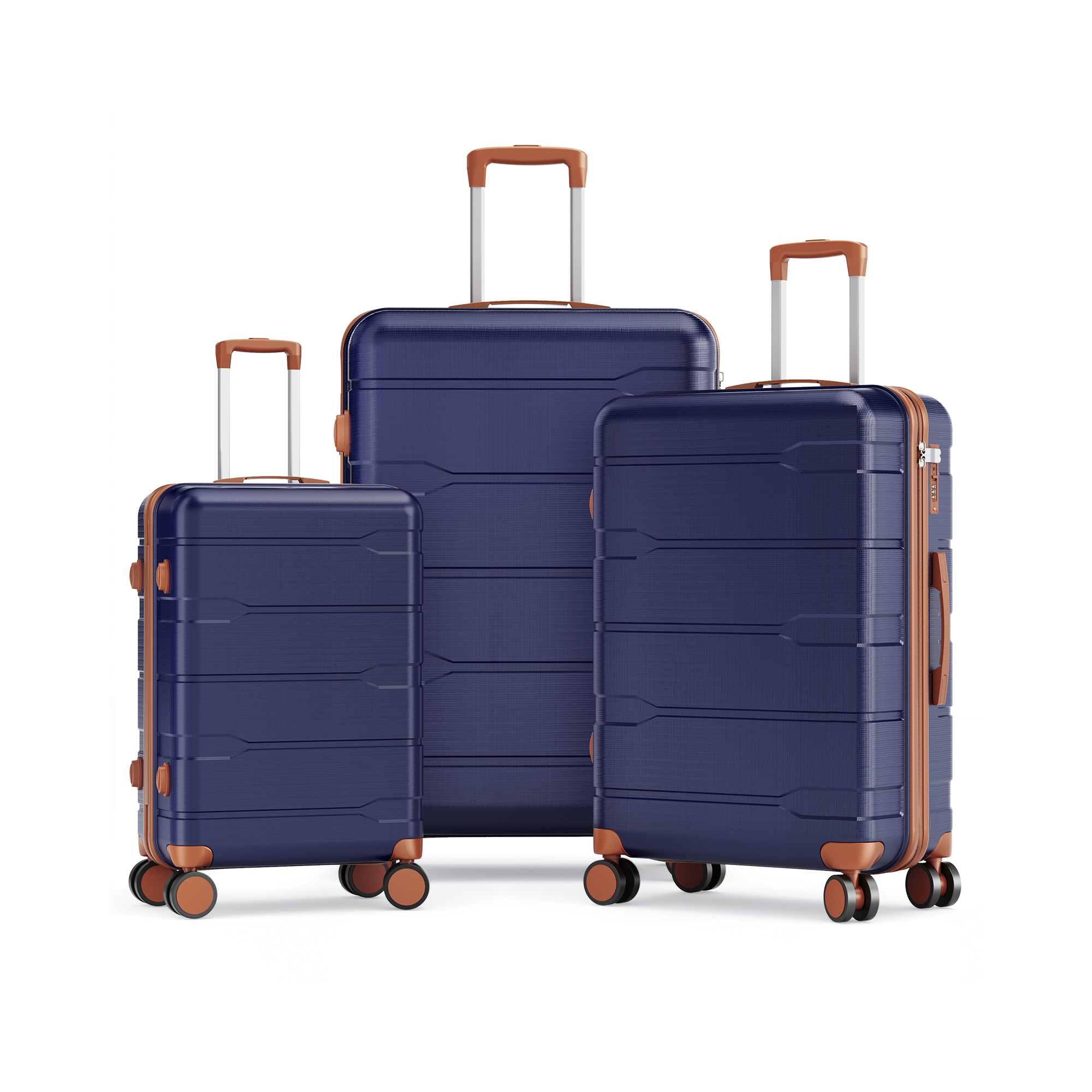 SUGIFT 3 Piece Hardside Luggage Sets with Carry On & Checked Suitcases (20/24/28 Inch) TSA Lock YKK Zipper Spinner Wheels