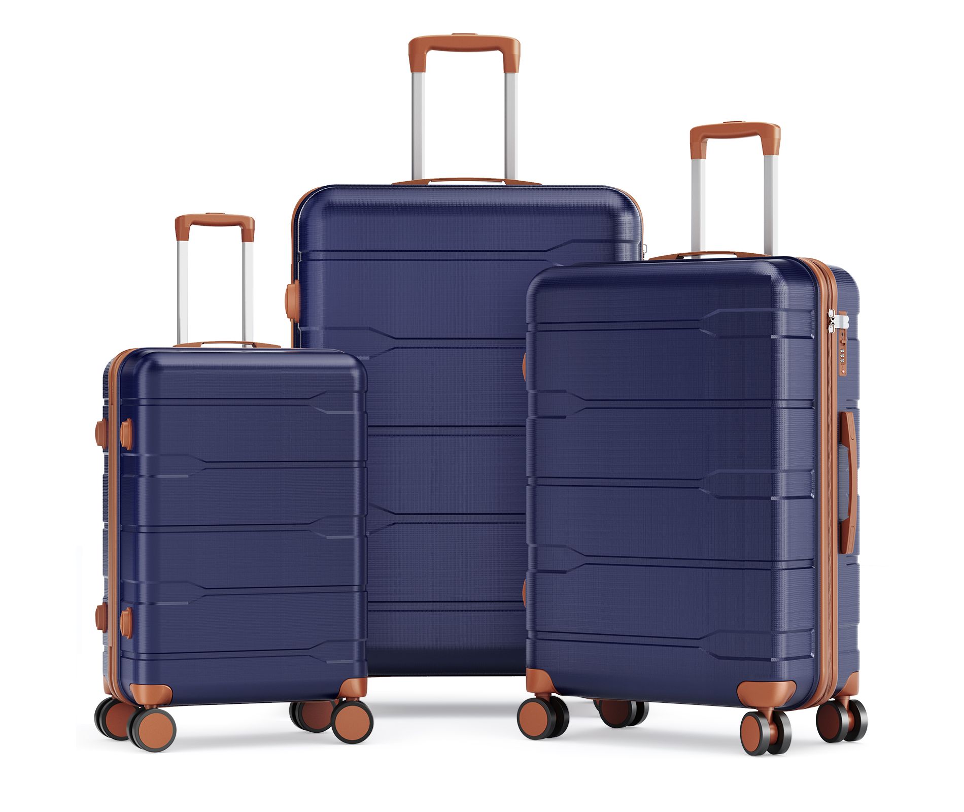 SKONYON 3-Piece Hardside Luggage Set, ABS+PC Suitcases with Spinner Wheels, TSA Locks, YKK Zippers, Lightweight Travel Bags (20"/24"/28")